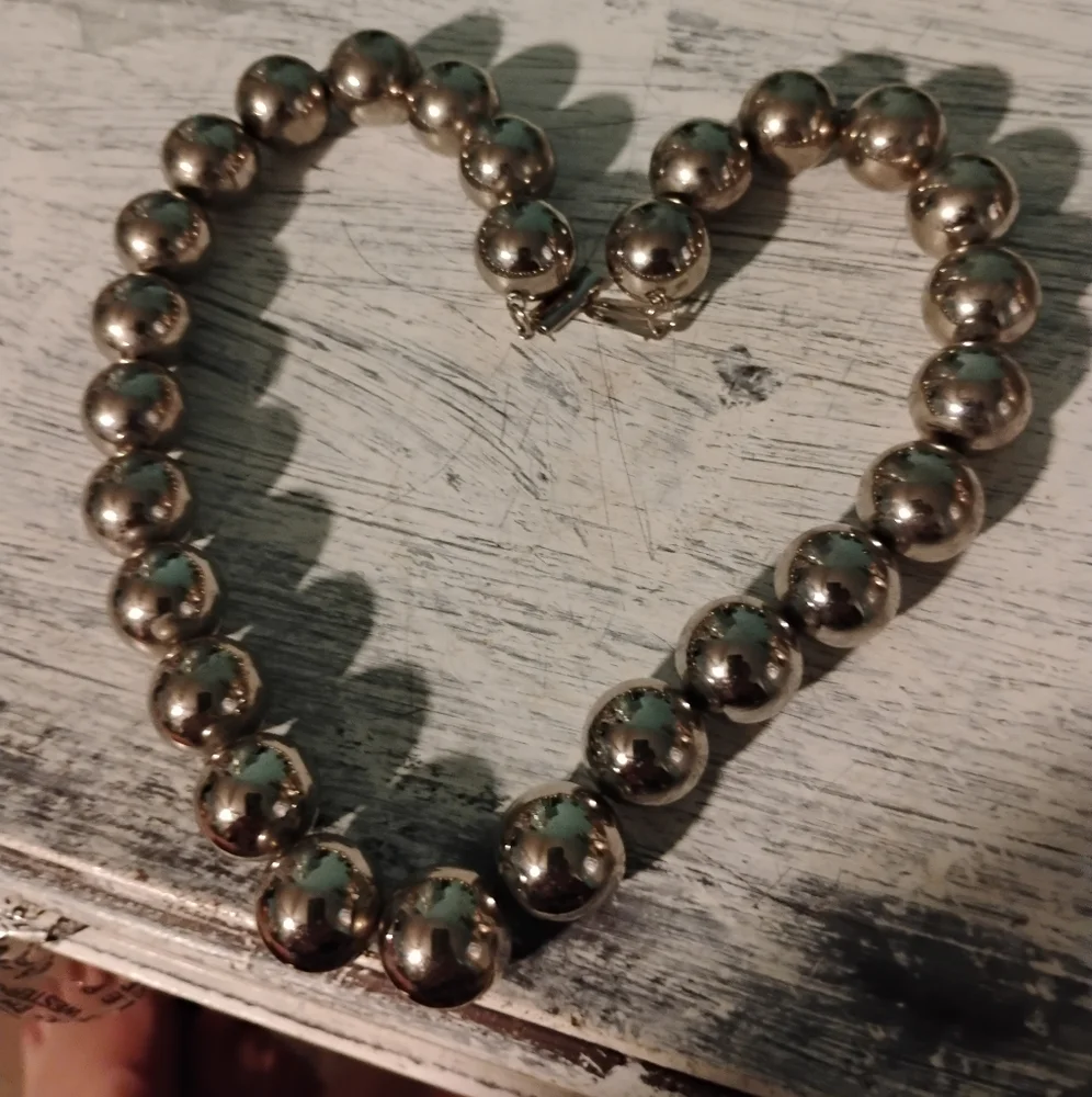 Classic Silver Bead Necklace - Picture 1 of 8